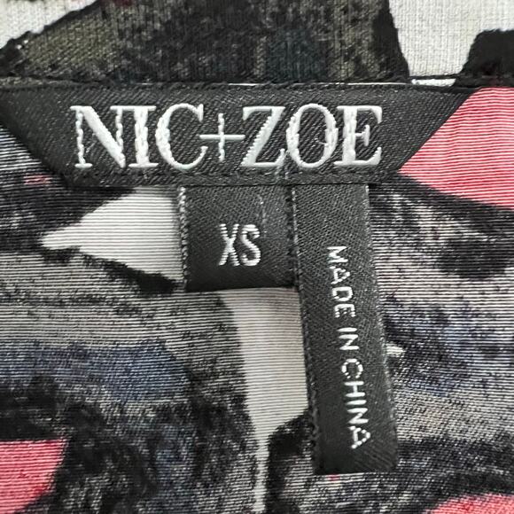Nic and Zoe NWT Long Sleeve Red Black White‎ Button Up Blouse Size X Small - Picture 6 of 8